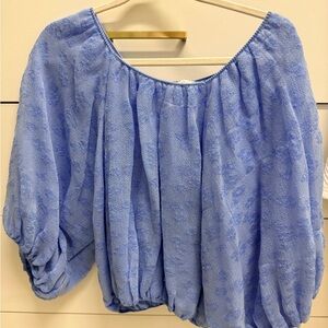 Zara Textured Light Blue Blouse